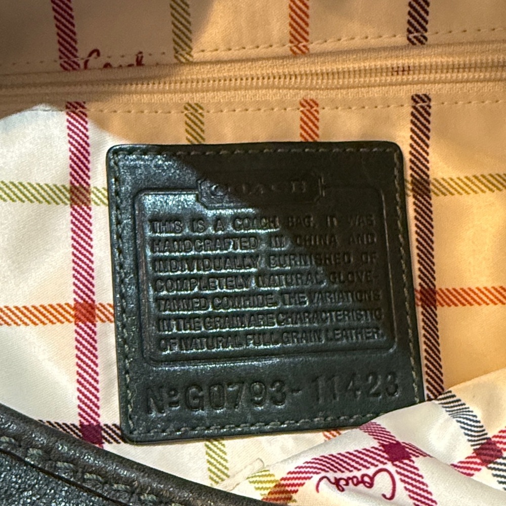 Coach Bleeker Tattersall Dark Green Leather Shoulder Bag - Picture 5 of 8